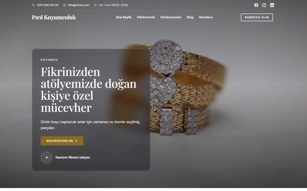 Kuyumcu sektörü demo sitesi