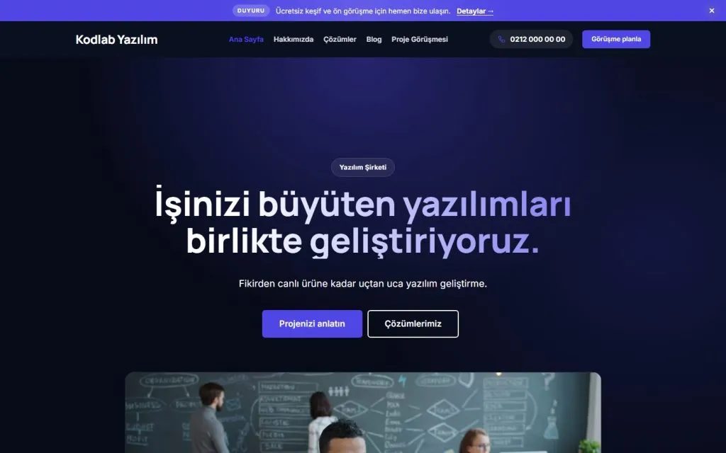 Yazılım sektörü demo sitesi
